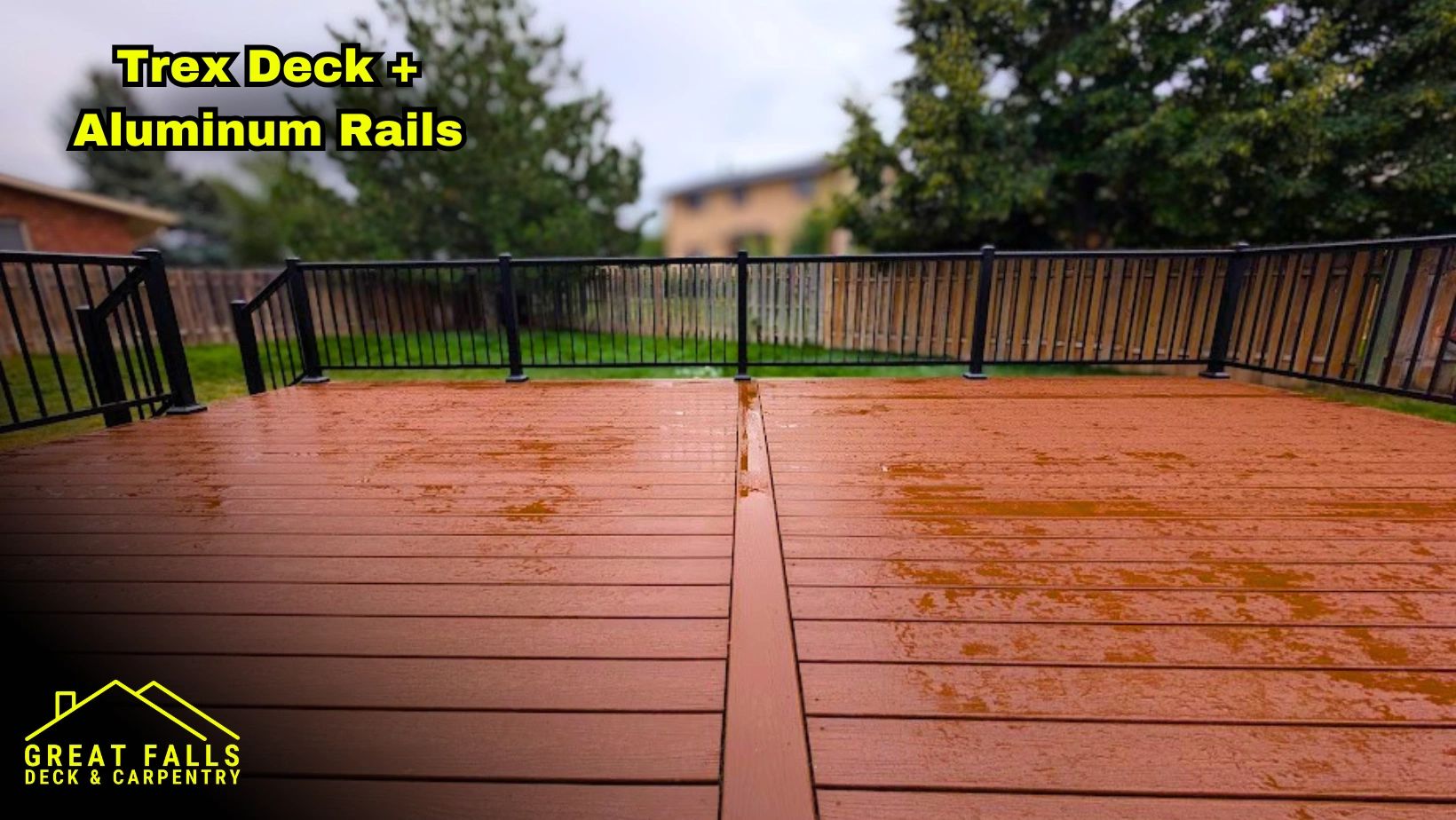 Composite deck staircase with railing built in Great Falls, Montana