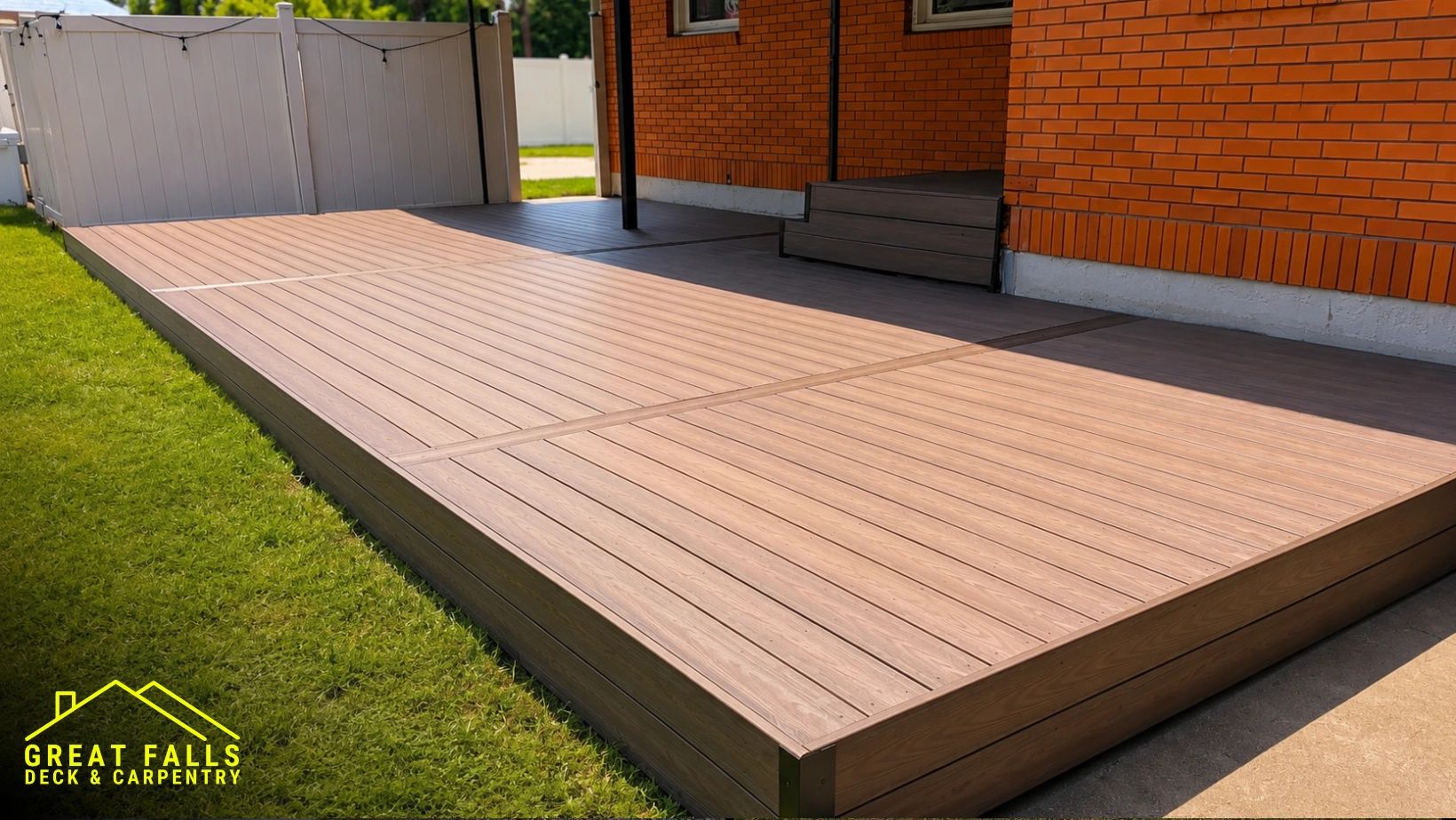 Large composite deck patio with border detail in Great Falls, MT