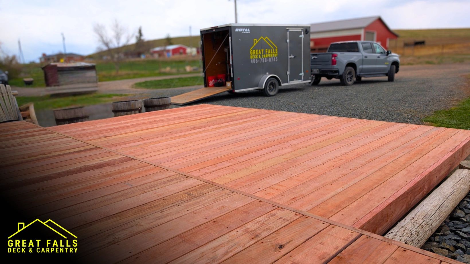 Residential wood deck build in Great Falls, Montana.