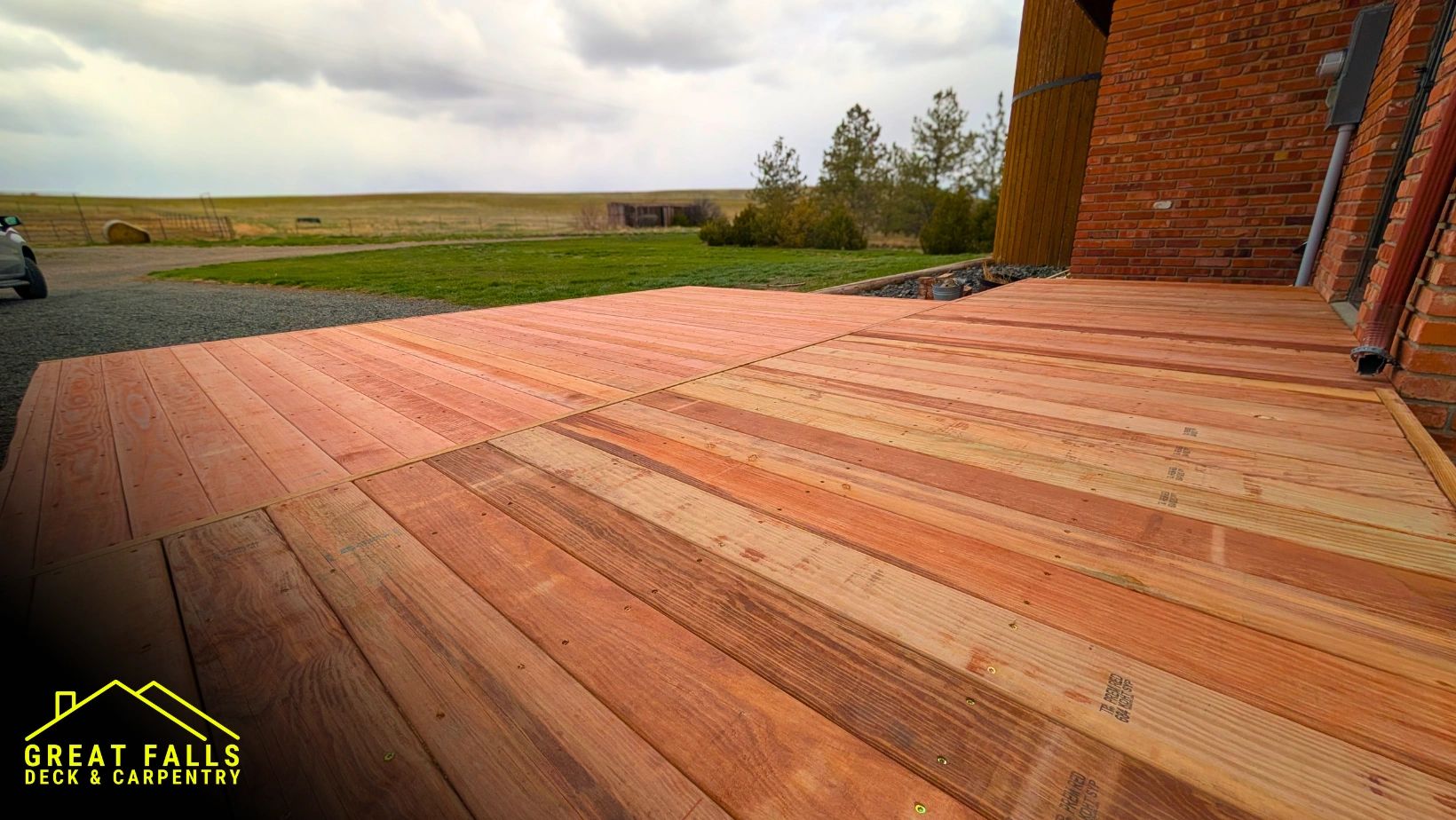 Wood patio deck built in Great Falls, MT.