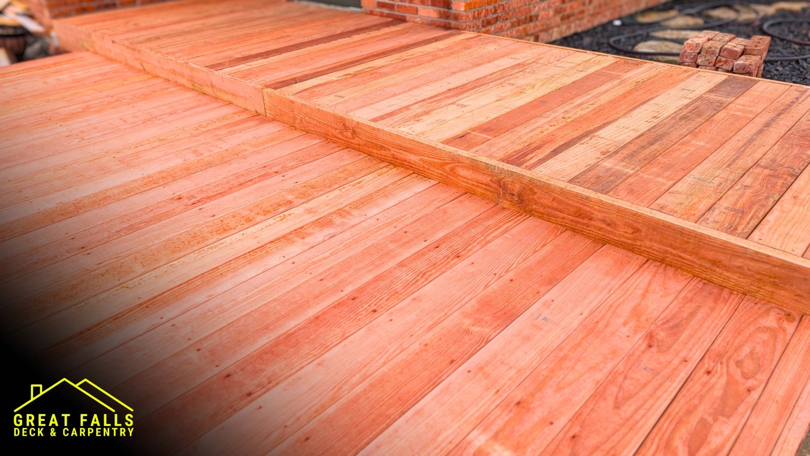 Custom wood entry deck in Great Falls, Montana.