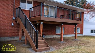 Elevated Trex Deck with Aluminum Railings | Great Falls, MT