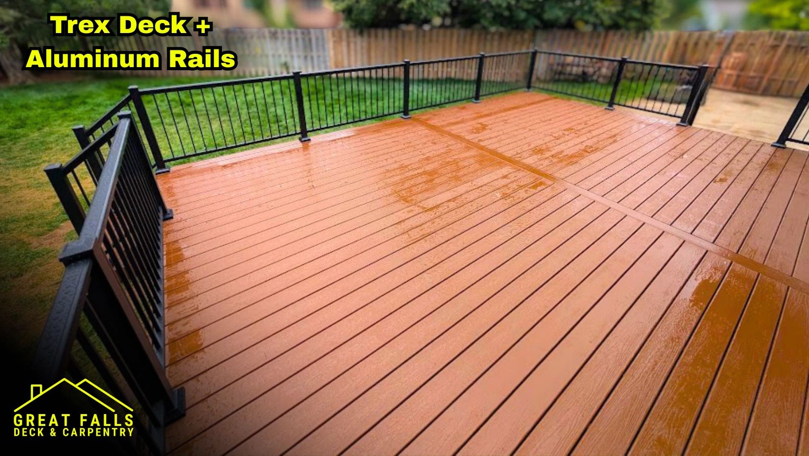Custom composite deck with stairs and railing in Great Falls, MT