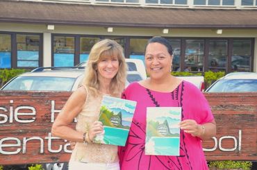 two women with an aloha book