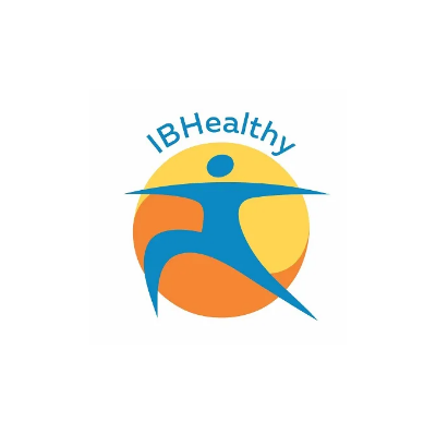 Logo showing a blue human figure with arms outstretched, labeled IBHealthy.