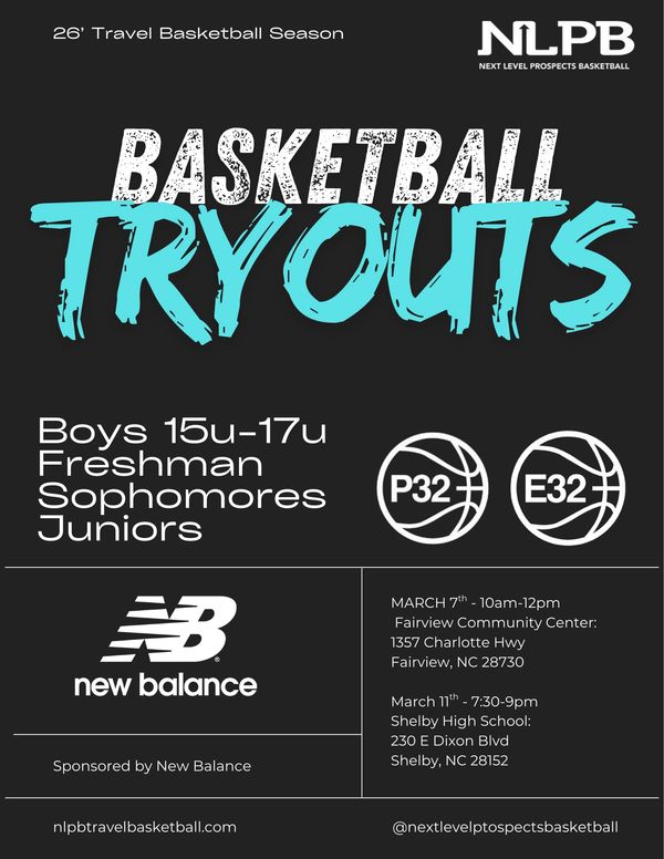 Basketball Tryouts in Asheville and Shelby Boys freshman through seniors