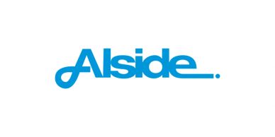 Blue Alside company logo with stylized text.