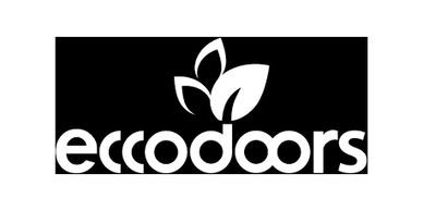 Eccodoors logo with leaf design.