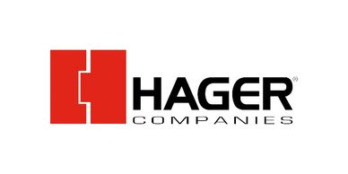 Hager Companies logo with a red geometric symbol.