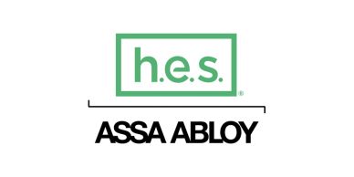 Logo of h.e.s. under ASSA ABLOY brand.