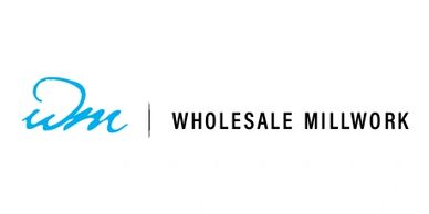 Logo for Wholesale Millwork with blue initials.