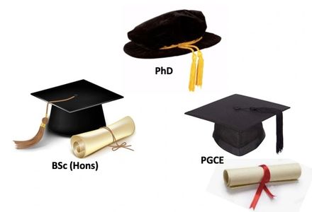 Graduation caps, PhD, BSc, PGCE, Science Tutor - Professional Tuition