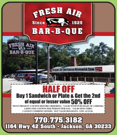 fresh Air BBQ Jackson Butts County exclusive coupons only here