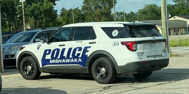 Mishawaka police SUV parked outdoors.