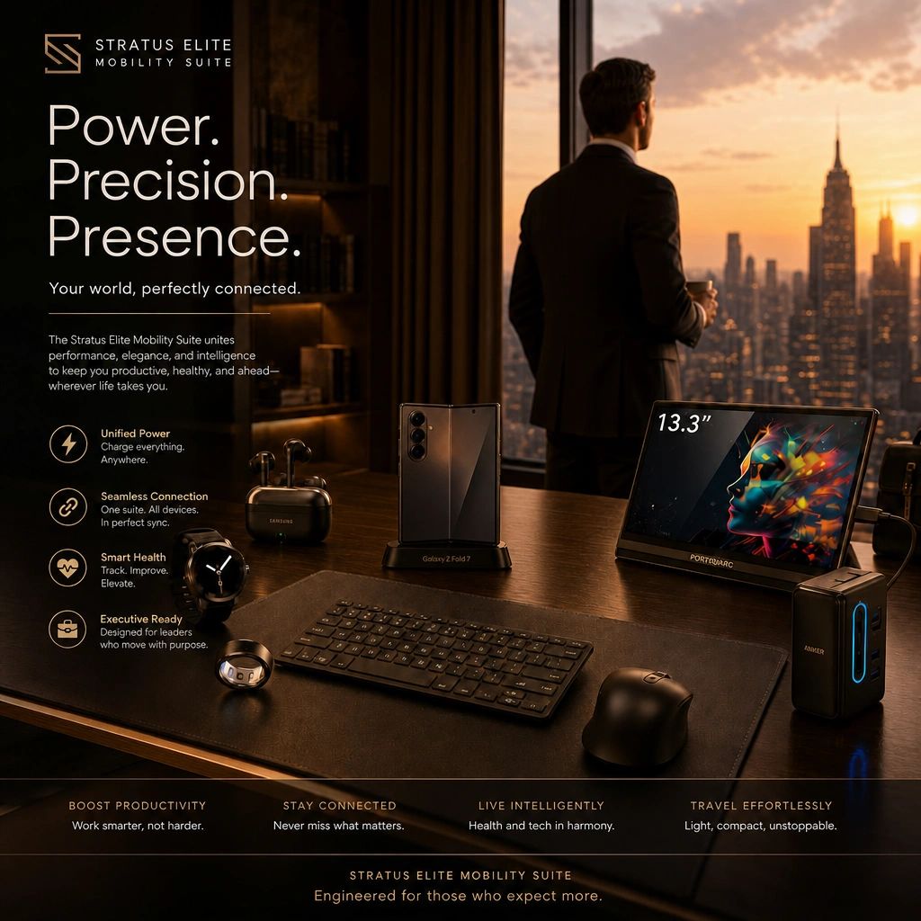 Stratus Elite Mobility Suite offers power, precision, and seamless connectivity for productivity and health on the go.