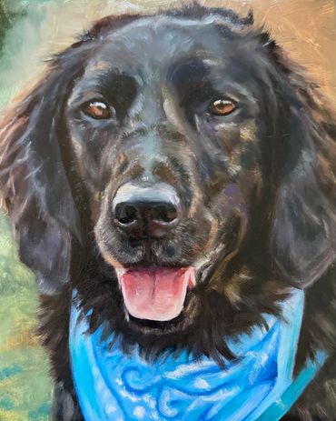 Oil portrait of a pet dog