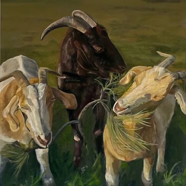 Family Meal. Oil on wood panel.