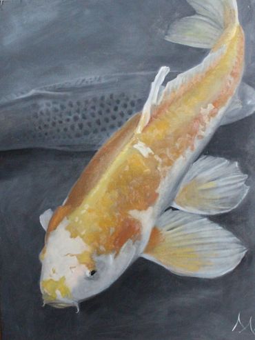 Oil painting of koi fish 