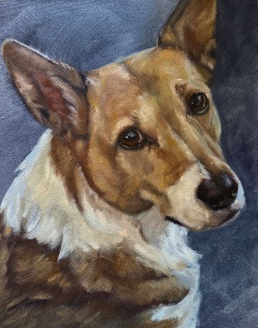 Oil portrait of a pet dog