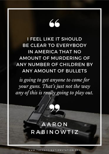 Quote on gun violence with an image of a handgun on a table.