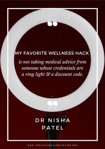 Wellness hack: Avoid medical advice from influencers with just a ring light and discount codes.