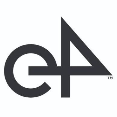 Logo combining lowercase 'e' and stylized 'A' with a triangle.