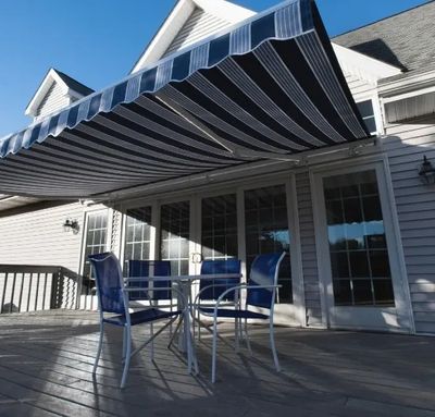 Motorized fabric awning by Sunpro