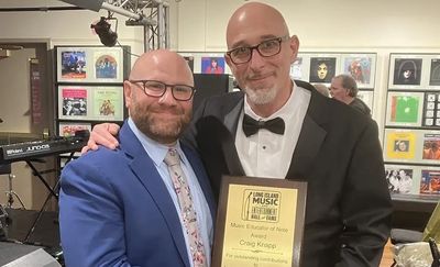 LIMEHOF Education Committee Member Mike Rodgers presents 2024 Educator of Note Award to Rocky Point 