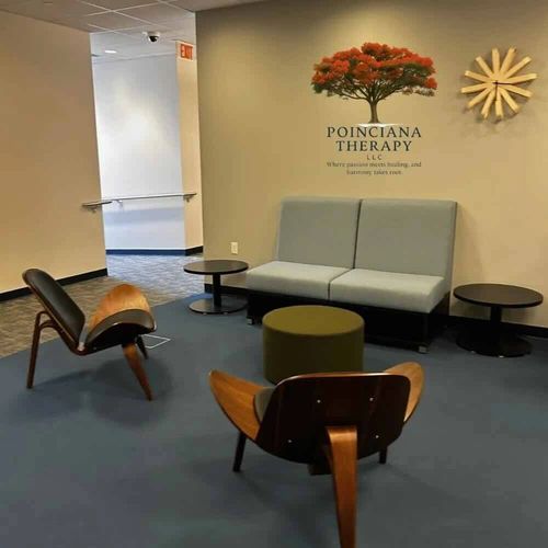 Poinciana Therapy LLC therapy office waiting area in Tinton Falls, New Jersey
