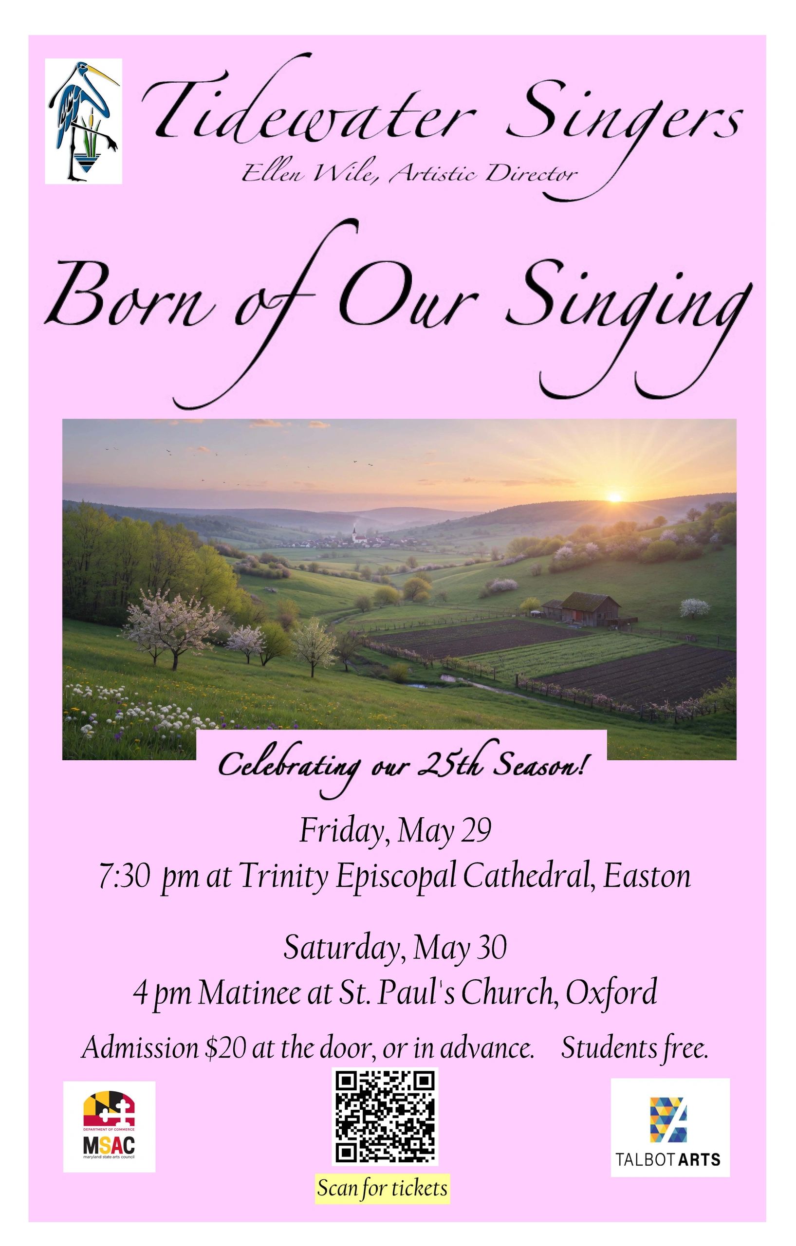 Event flyer for Tidewater Singers' 25th season celebration concert.