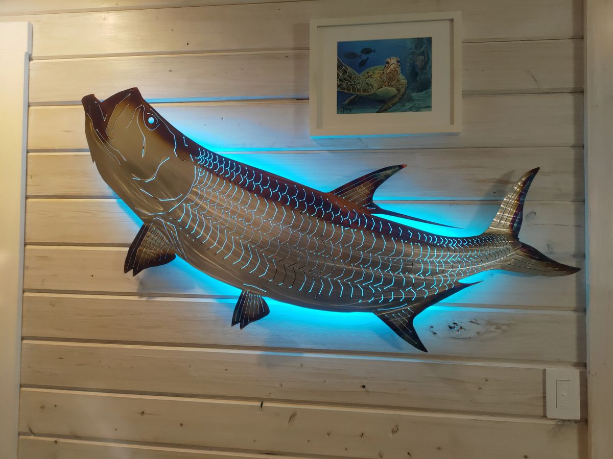 Tarpon Metal Wall Art, Aluminum Metal Fish Art, Metal Ocean Art