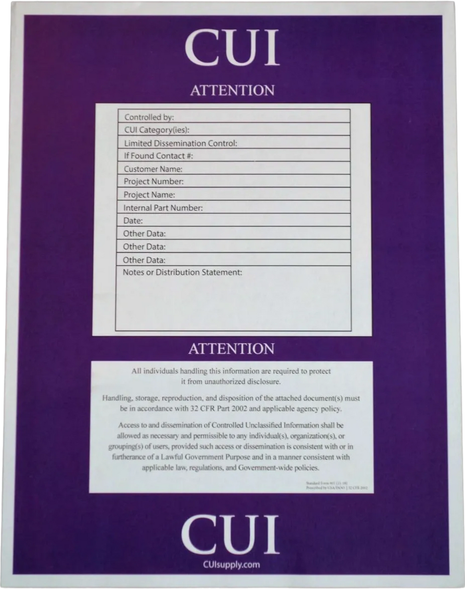 SF 901 CUI Cover Sheets (2 notepads 100 sheets per pad)