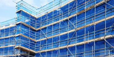 commercial scaffolding on a large office block
