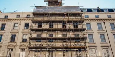 scaffold tower on heritage site