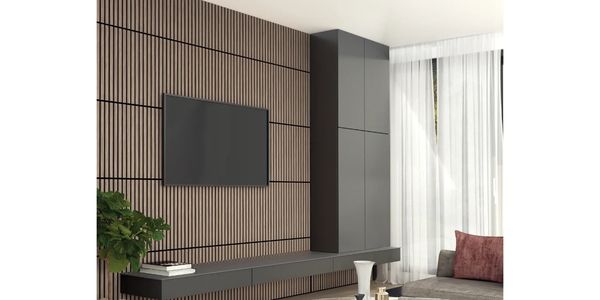 Artika Sonolok Wall Panels at VL Appliance — elegant walnut design meets acoustic performance.