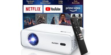 Netflix-Officially Projector, D1 4K Supported Smart Projector Auto Focus, WiFi Bluetooth 