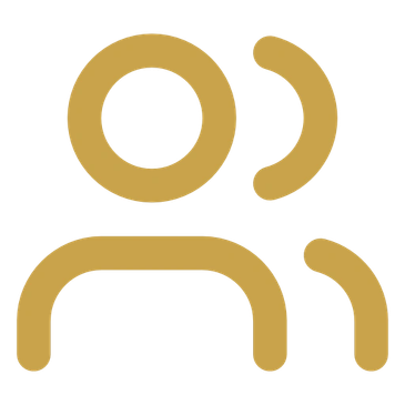 Abstract golden icon resembling a person with sound or speech waves.