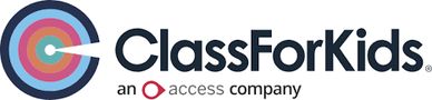 ClassForKids logo with colorful target design and tagline.