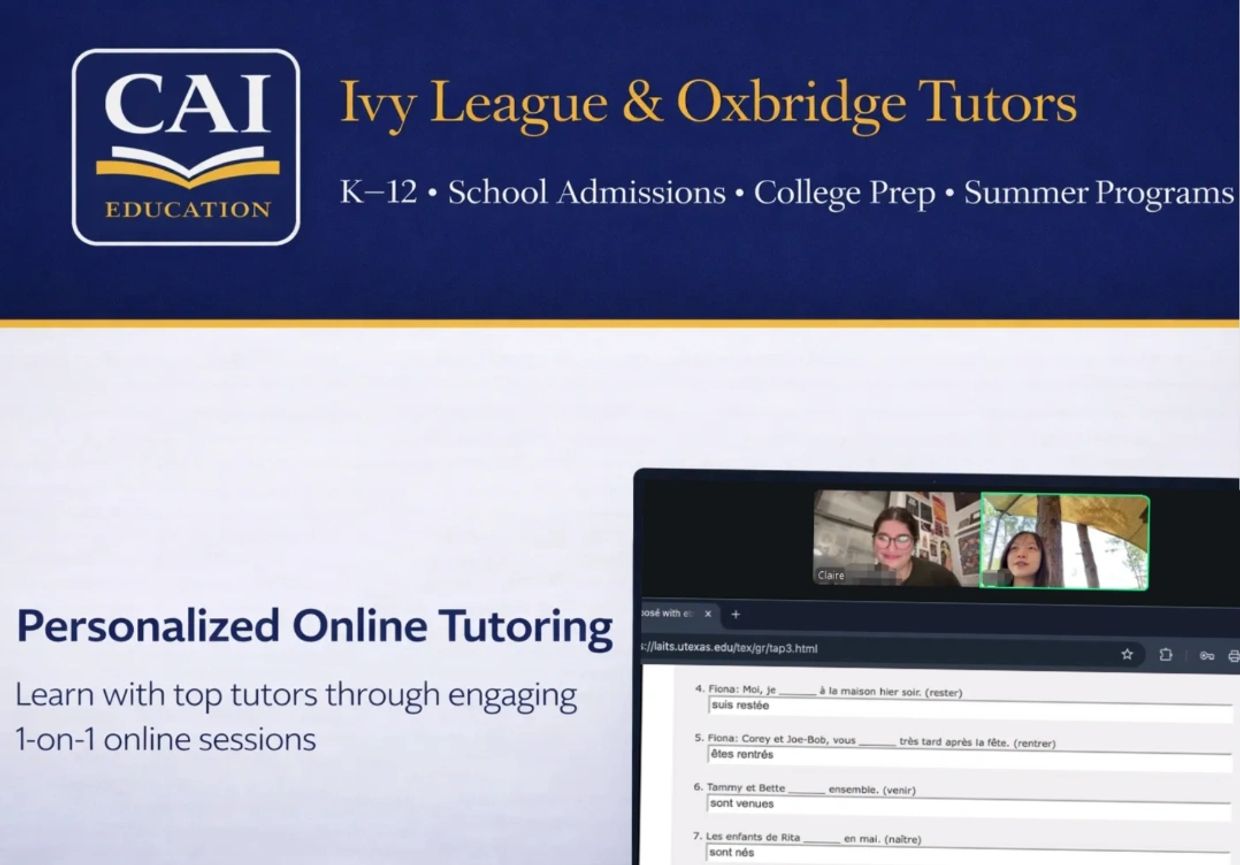 CAI Education offers personalized online tutoring for K-12 and college prep.