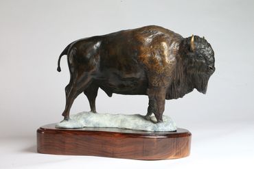 Bronze Bison in Snow