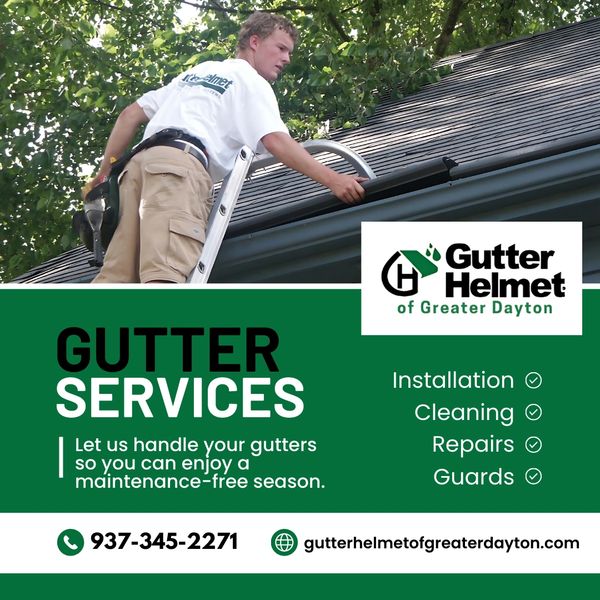 Gutter company installation in the Greater Dayton, Ohio area at a residential property.