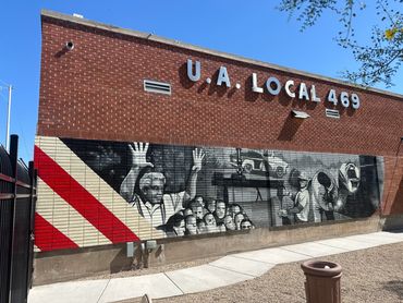 UA Local 469 Union mural located at 3109 N 24th st., Phoenix, AZ 85016 - side view, approx 1000 sq f
