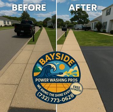 Sidewalk power washing in Toms River, NJ. See the before and after. Dirt, algae, and grime removed. 