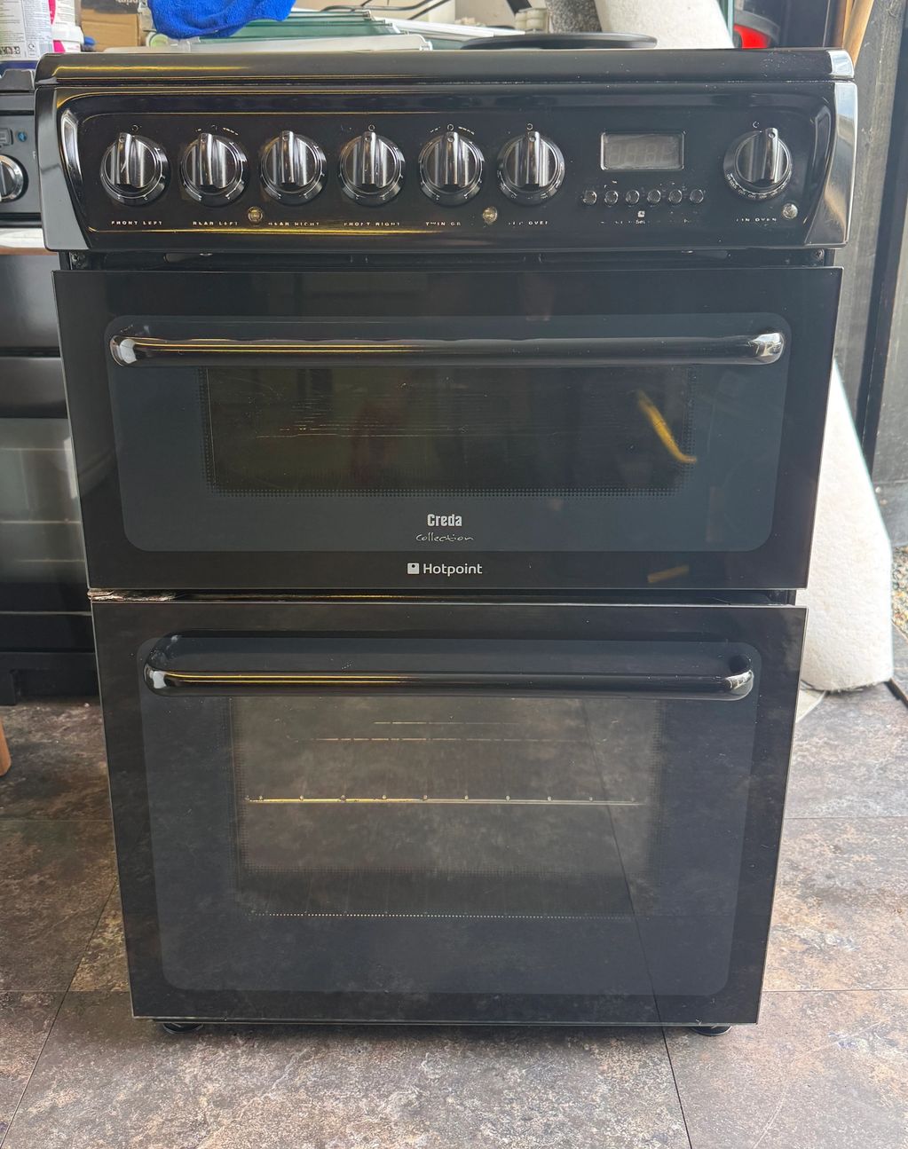 Black Hotpoint 60cm Double Oven Electric Cooker 