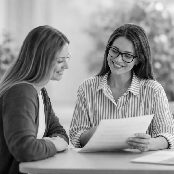 2 Women discuss a report