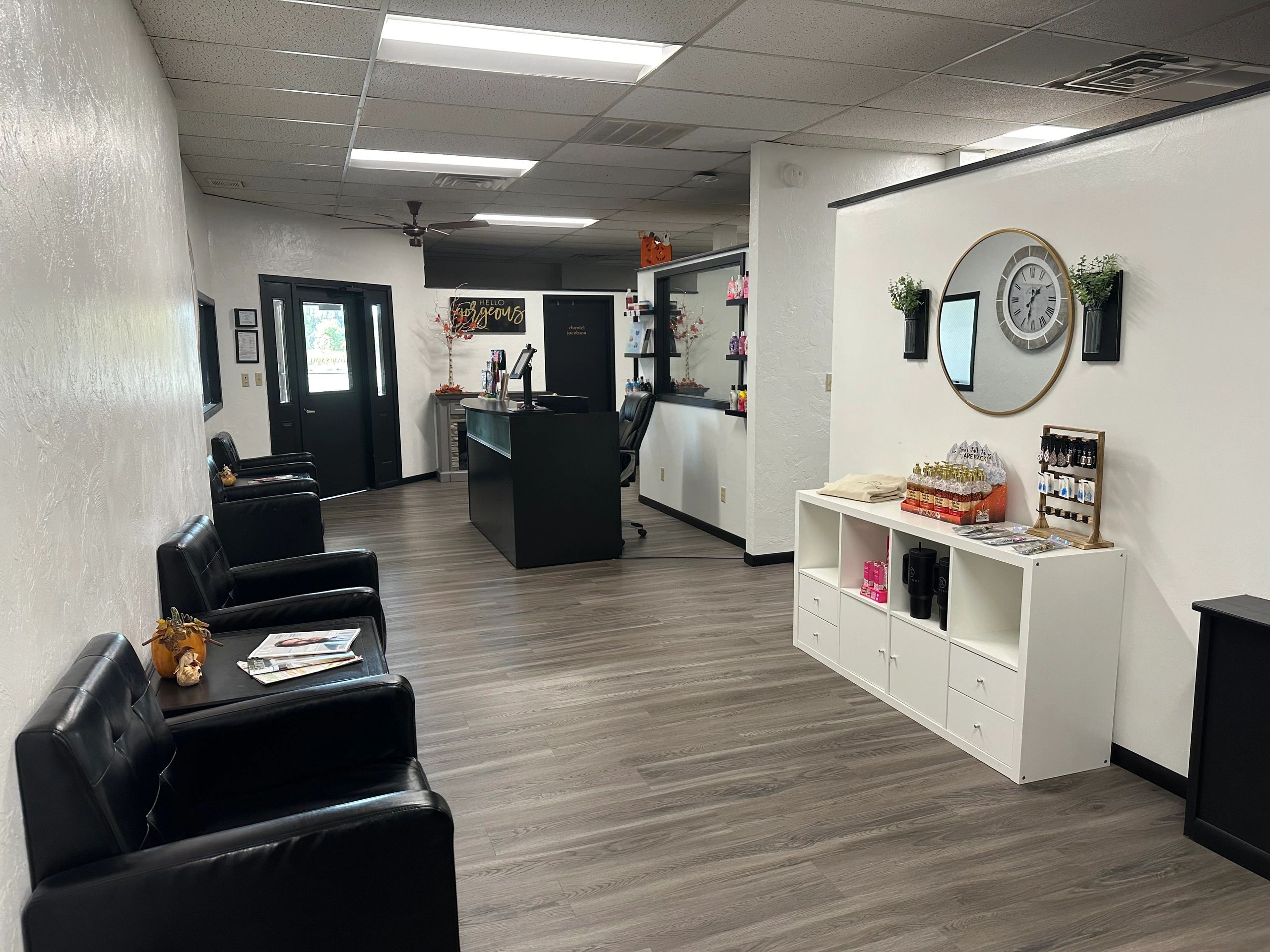 Clean, professional medical spa treatment room with neutral tones at Enhancing Beauty At Dinah'S Style in Albert Lea