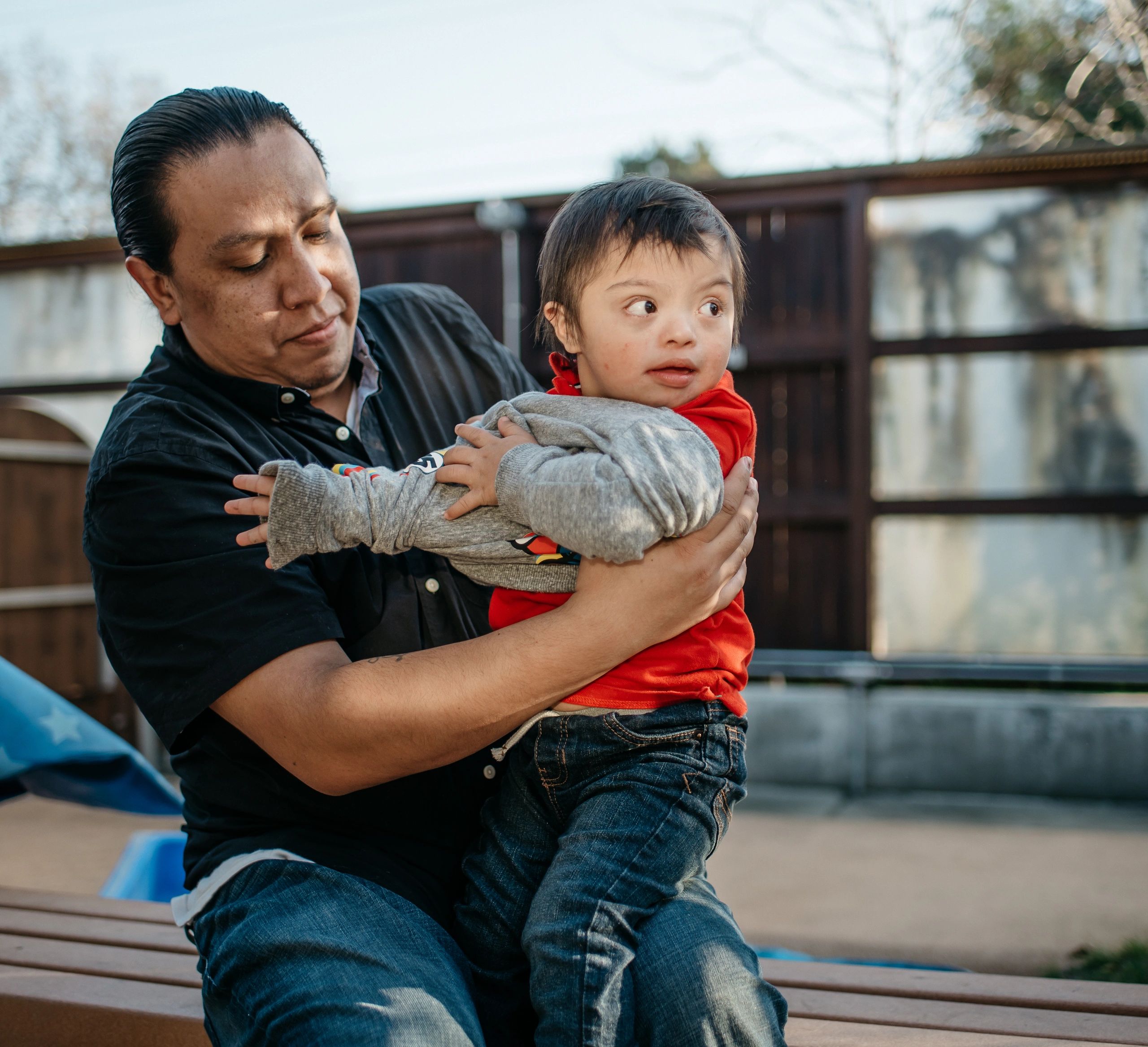 Father at park with son