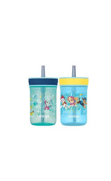 Contigo Paw Patrol Kids Plastic Water Bottle, Leighton Spill-Proof Tumbler with Straw for Kids, Dish