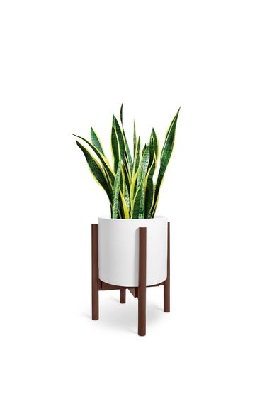 Derekey Plant Pot 10 inches Dia Mid Century Planter with Stand Ceramic Pots with Drainage Plug and W