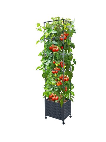 GREEN MOUNT Raised Garden Bed Planter Box with Trellis for Climbing Vegetables Plants, 67.6" Outdoor